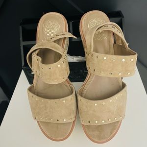 Vince Camuto Platform Wedge Sandals Hilalayan Tan size 9.  Silver hardware